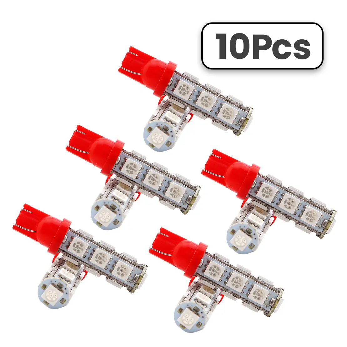 10Pcs T10 5050 W5W 13SMD LED Light Lamp Bulb for RV Camper Car 193 194 2821 921 922 158 160 161 161B 168 168A 912 Red 12V 5W