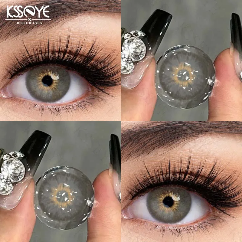 Kssey 1 par de lentes de contato coloridas da moda natural para olhos pupilas marrons, lentes de contato azuis série siri lentes cosméticas novo