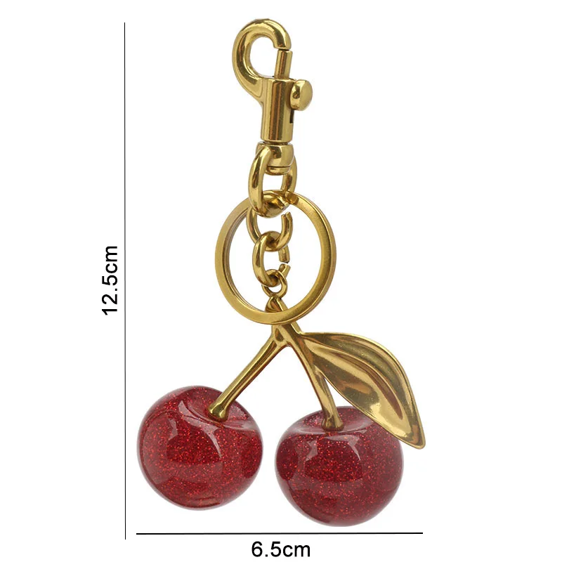 Cherry Charm Handbag Pendant Keychain for Women\'s Exquisite Internet-famous Crystal Cherry Bag Accessories High-Grade Pendant