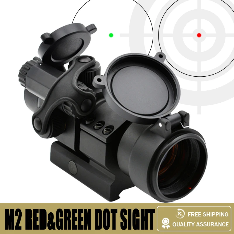 Tactical M2 Red Dot with MK18 Hight / Basic / Oblique Mount 4MOA Reflex Sight and Lens Caps Full Markings for Hunting Airsoft