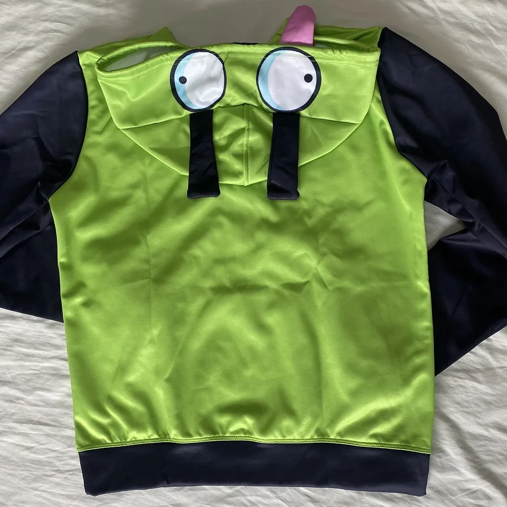 AnimeAlien Zim Hoodies Jacket  Invader Cosplay Costume Coat Hooded Zip Up Pullovers Sweatshirts with Ears Halloween