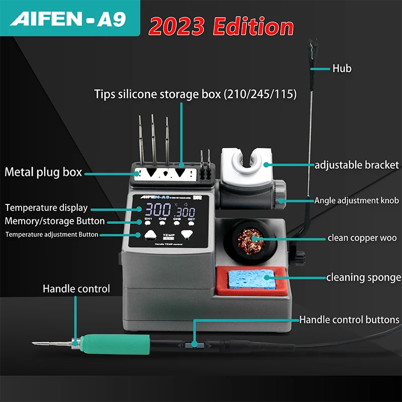 AIFEN A9 Soldering Station Compatible  Soldering Iron Tips C210/C245/C115 Handle Lead-free Electronic Welding Rework Station