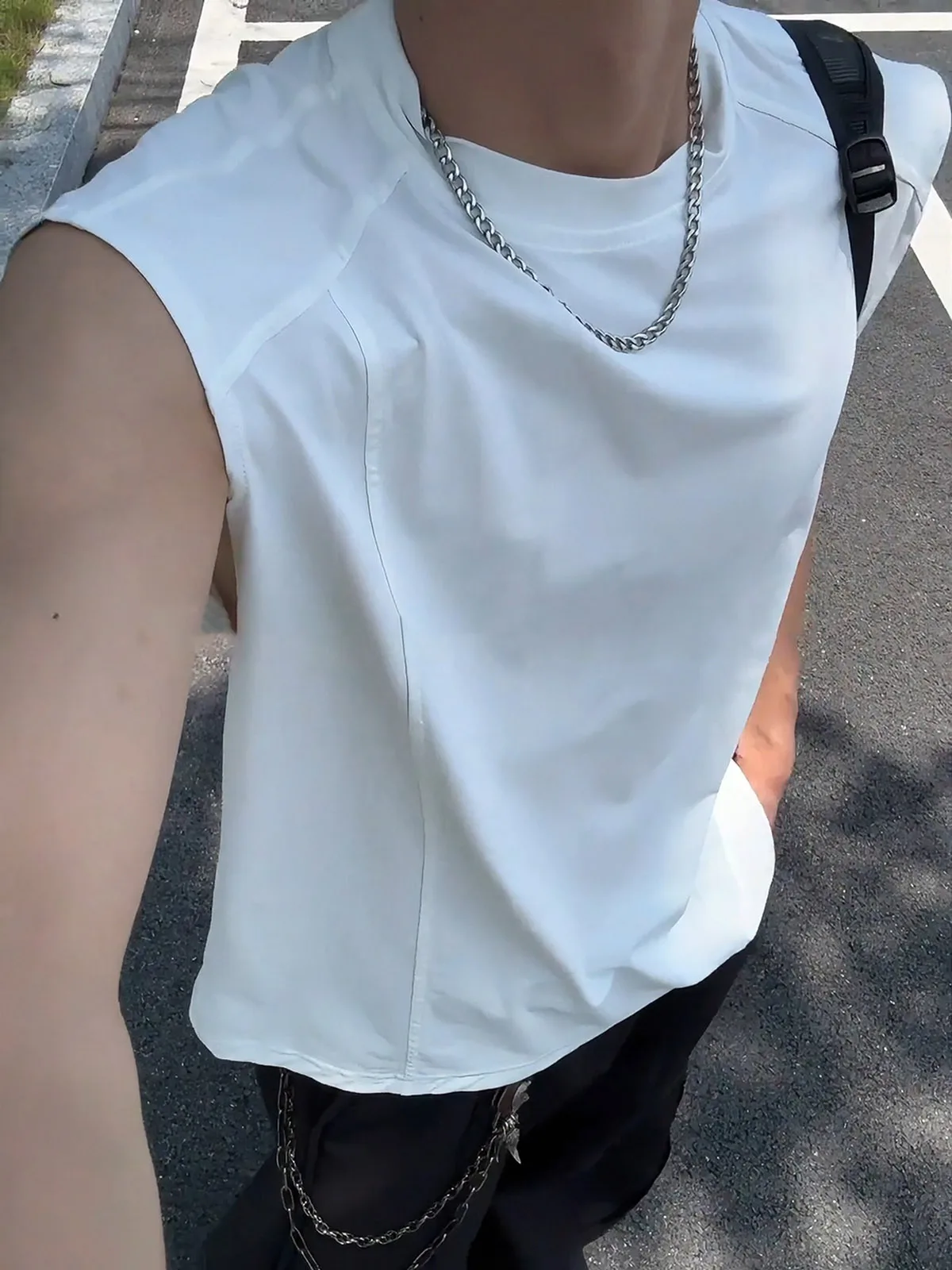 Ice Silk Thin Shoulder Decomposition Sweat Vest Men's Summer Quick Dry Sleeveless T-Shirt Basketball Top Casual round Neck