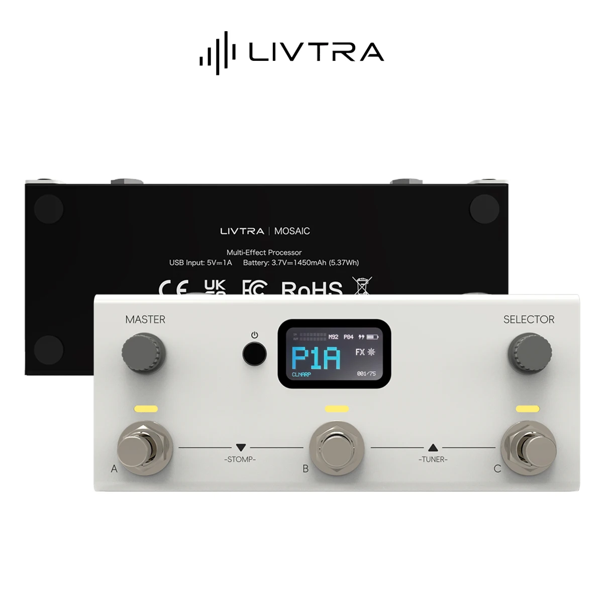 LIVTRA MOSAIC Guitar Multi-Effects Processor –  1.47" TFT Display, USB Recording, IR Loading, NAM A2 Support, for Studio & Stage
