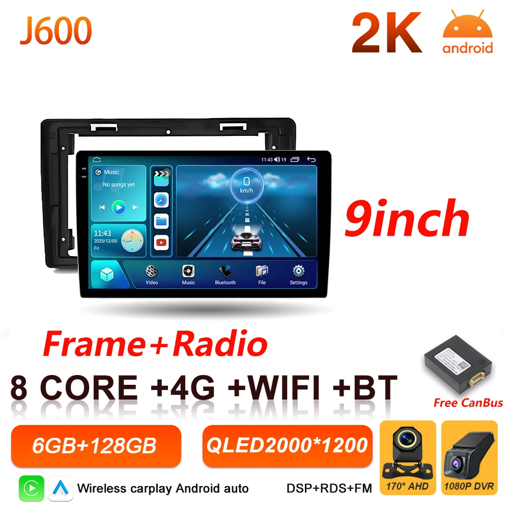 Android 16 Auto autoradio voor Fiat Panda 2003 2004 2005 2006 2007 2008 - 2012 Carplay multimediaspeler stereo GPS head unit DSP