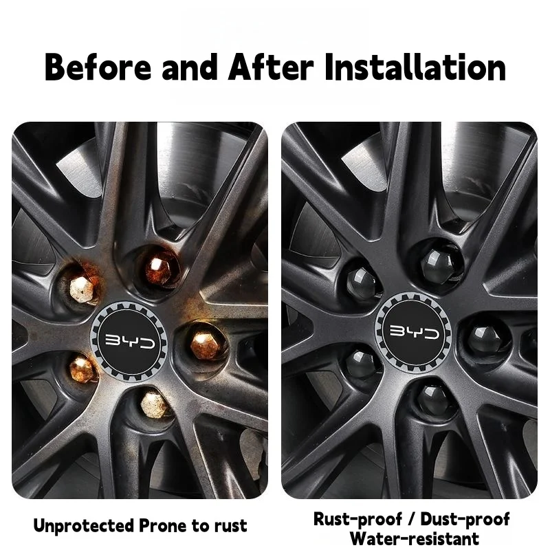 21mm 20 Stück/Set Auto-Radmutternabdeckungen Staubschutzkappen für Radnaben-Schraubenschutz für BYD Auto-Zubehör – Detail 2