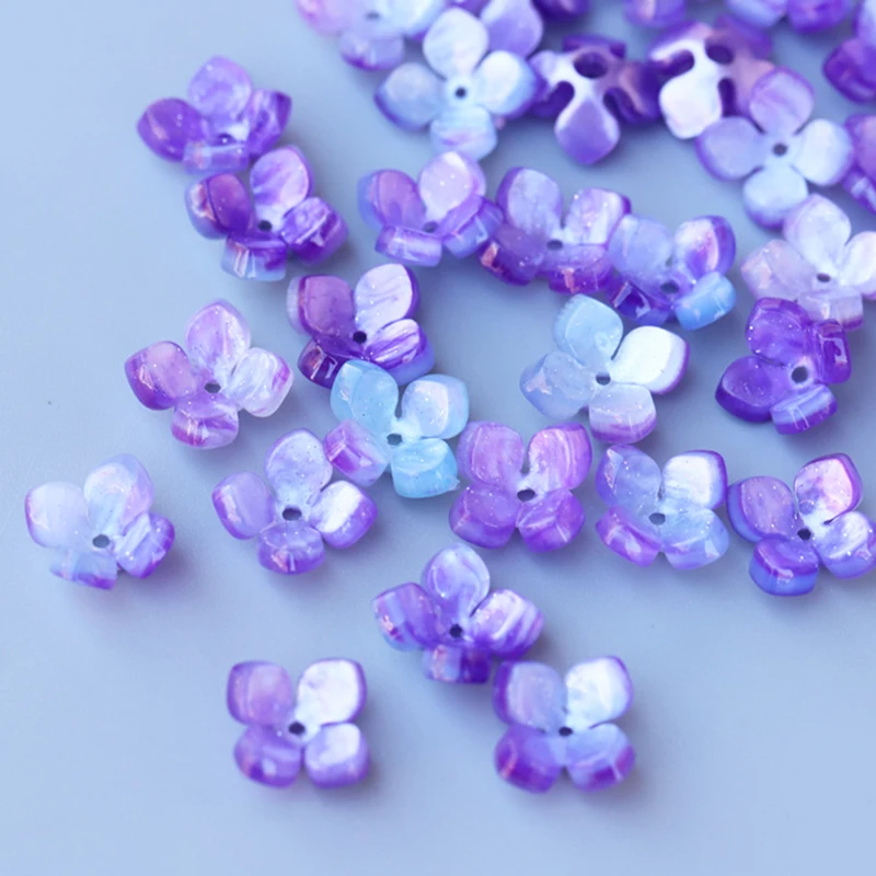 10-20pcs 14mm Resin Flower Petal Beads Caps Charms for Jewelry Making Components Needlework Loose Spacer Beads Accessories DIY