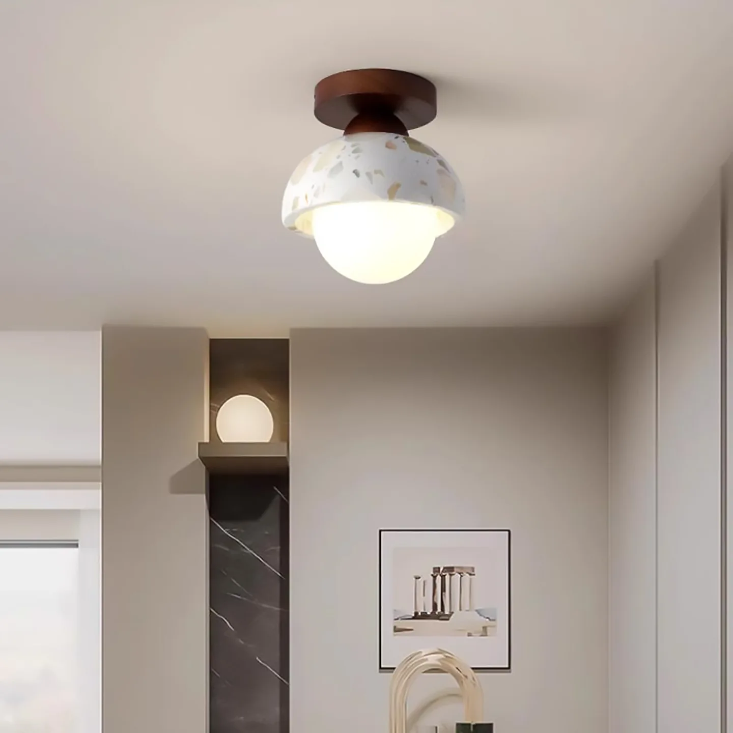 Stone Ceiling Lights Modern Marble Travertine Ceiling Lamp Bedroom Corridor Aisle Mount Foyer Hallway Stair Home Decor Lighting