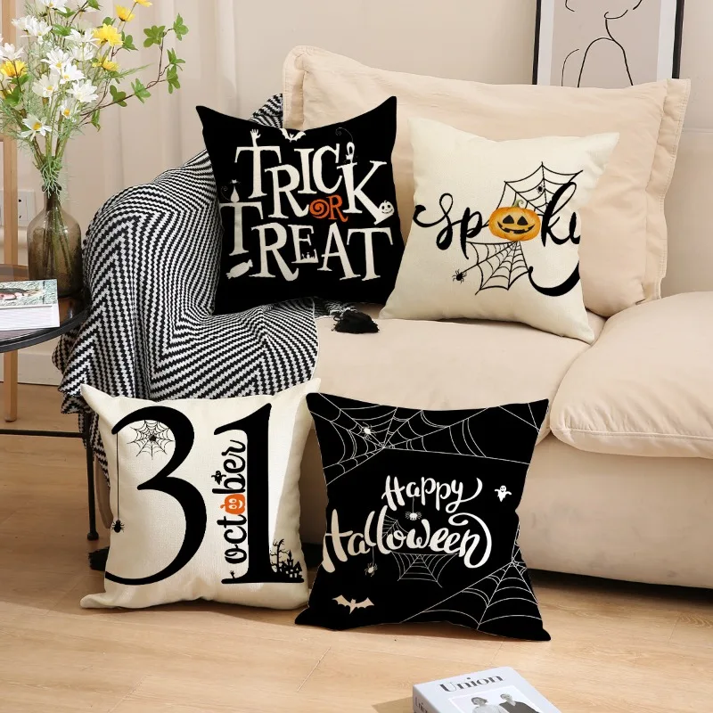 

Halloween Decorations Pillow Covers 45x45cm Set of 4 for Halloween Decor,Party Supplies Farmhouse Home Decor Throw Pillows Cover
