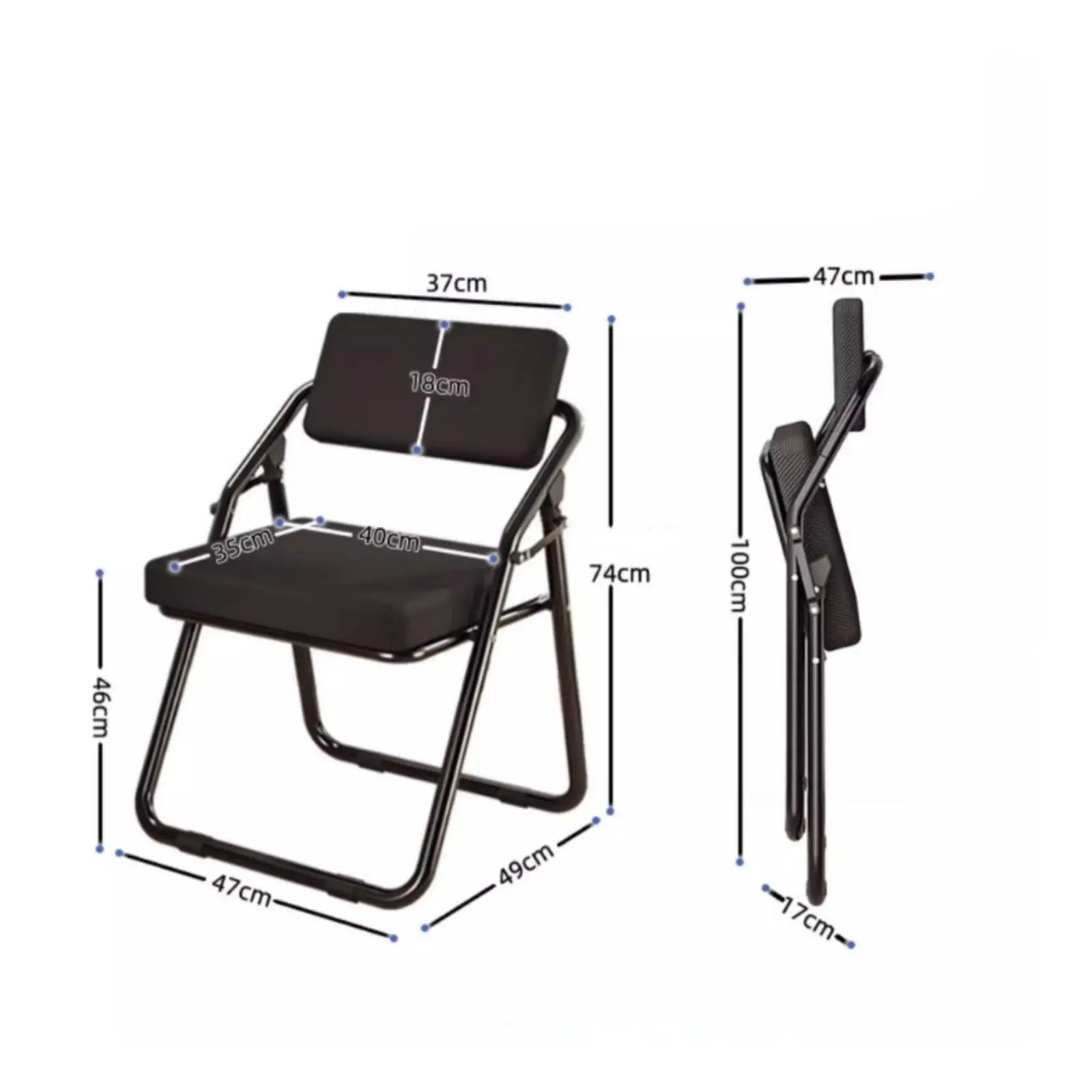 Ergonomic Folding Chair with Carbon Steel Frame and Curved Mesh Back Support for Home Workspace