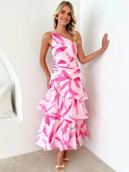 2025 Summer Fashion New Women's Elegant Printed Dress Shoulder Strap Bohemian Beach Vacation Sexy Cake Dress