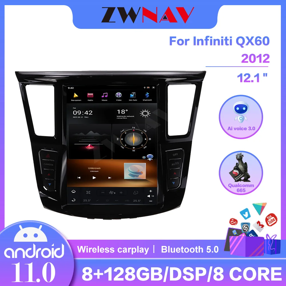 

Автомобильный радиоприемник G6 на Android 11 с сенсорным экраном Тесла для Infiniti QX60 JX35 2014-2019 автомобильный DVD мультимедийный плеер автомобильное радио GPS Navig DSP Carplay