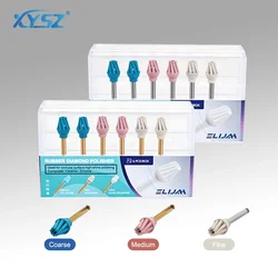 6Pcs Dental Rubber Eagle Polisher Diamond Composite Resin Spiral Flex Brush Kit Dentistry RA Coarse/Medium/Fine Polishing Tools