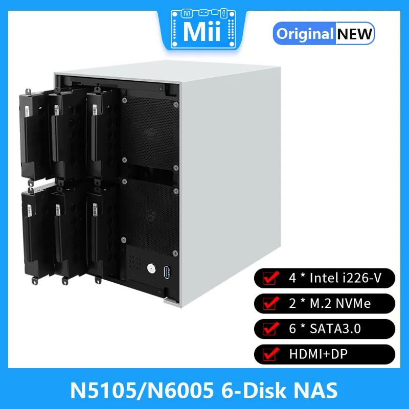 

N5105/N6005 NAS/6 SATA/Dual M.2/ITX/i226-V сетевая карта