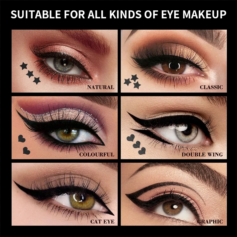 Doppelköpfiger Stempel-Eyeliner für Damen, großes Fassungsvermögen, flüssiges, schwarz geflügeltes Katzenaugen-Make-up-Werkzeug, wasserdicht für Augenschönheit