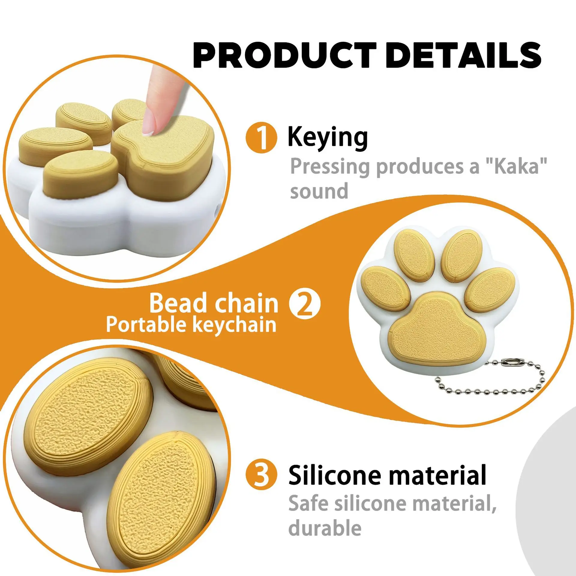 3D-printed Cat Paw EDC Keyboard Clicker Fidget Cute Cat Paw Stress-relief Button Office Portable Clicky Anti-Anxiety Toy Keyring