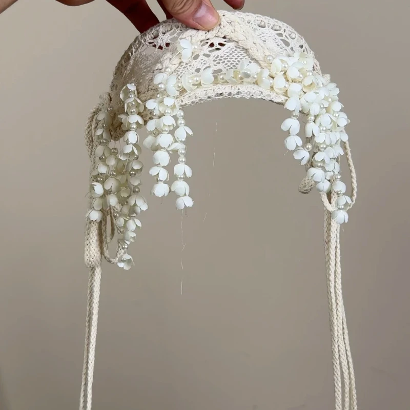 Handmade Lily of the Valley Tassel Retro Headband Bridal Headgear Sample Travel Photography Wedding Photography Makeup Styling