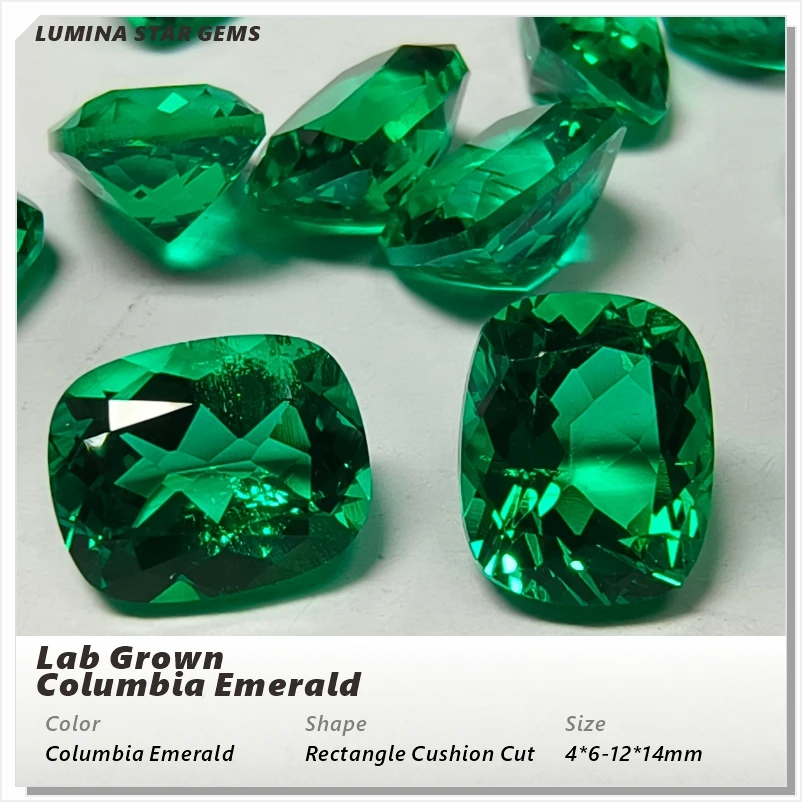 

Lab Grown Colombia Emerald Rectangle Cushion Cut VVS1 Gemstone For Jewelry Setting&Custom Design Selectable AGL Certificate
