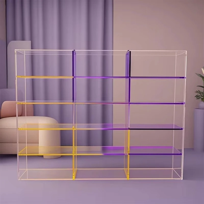 fv-Hot Sale Home Use Multi Layer Acrylic Storage Display Cabinets Gradient Color Living Room Acrylic Storage Rack Cabinets