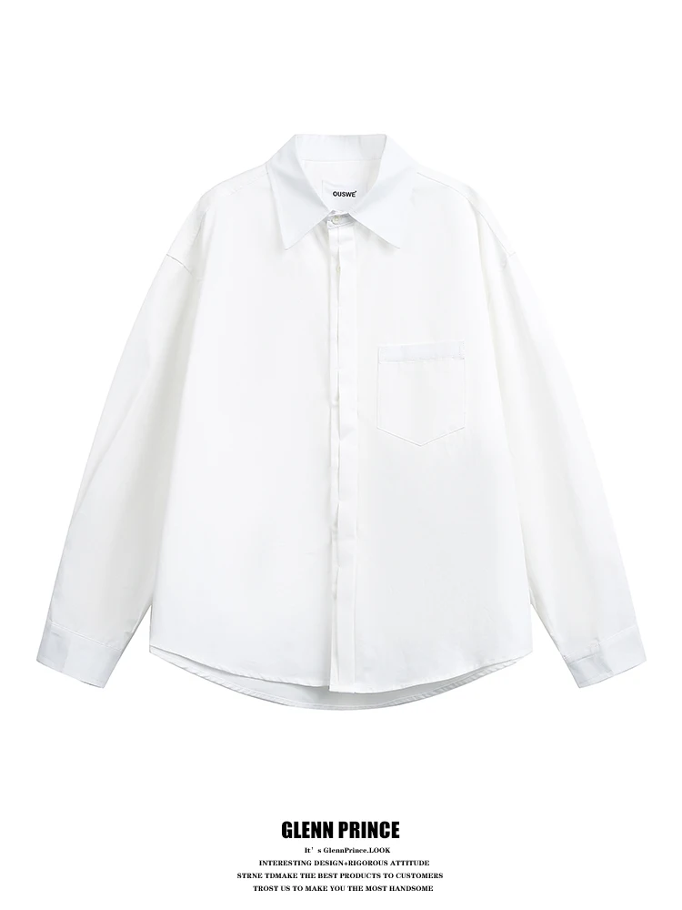 

Мужская повседневная рубашка GPstudio в американском стиле, базовая, с двумя пуговицами, для работы и отдыха, в молодежном стиле, свободного кроя