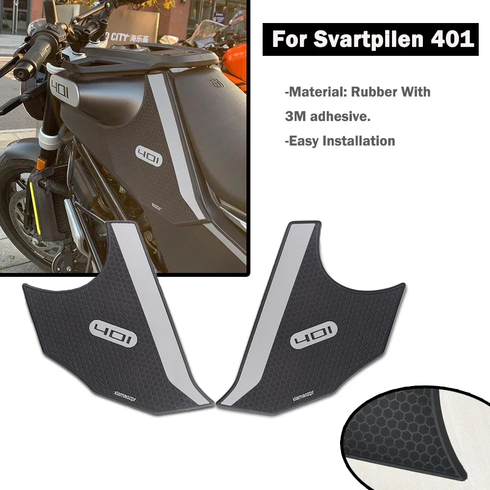 For  Svartpilen 401 19-23 accessories Non-Slip Side Fuel Tank Stickers Pad Rubber Sticker Svartpilen Black Arrow 401accessories