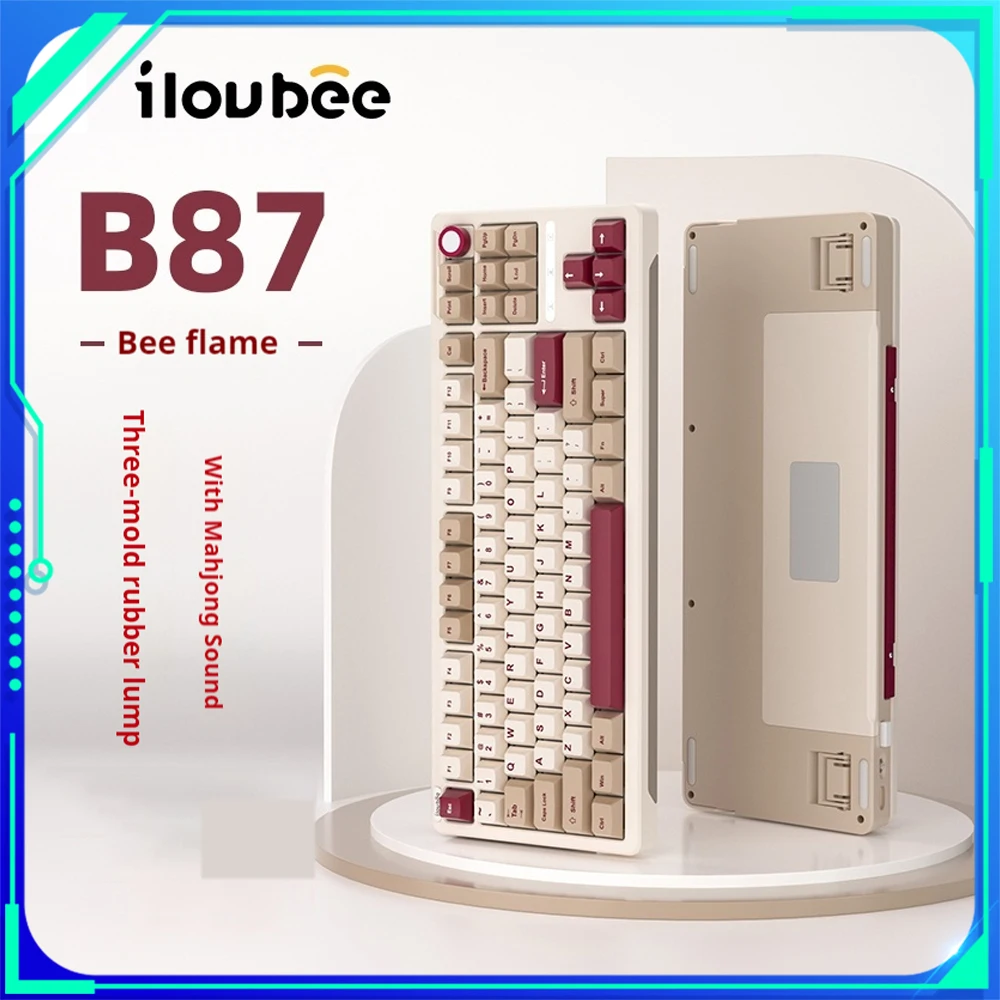 iLovbee b87 Mechanical Keyboard Three Mode RGB Bluetooth Wireless Gaming Keyboard Hot Swap Custom Gasket Pc Gamer Accessories