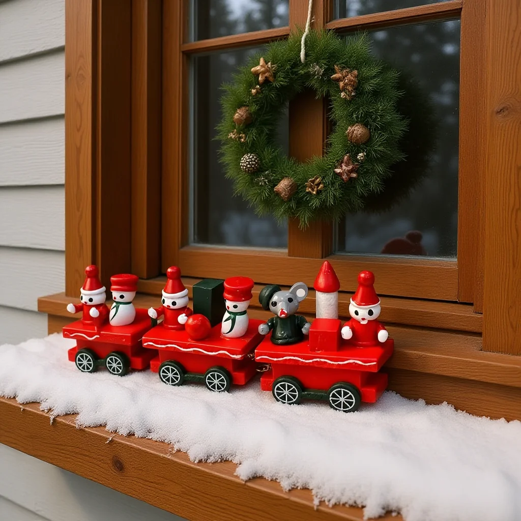 4-Section Christmas Train Diy Assembled Diy Assembled Christmas Train Christmas Decorative Train Holiday For Counter Tabletop