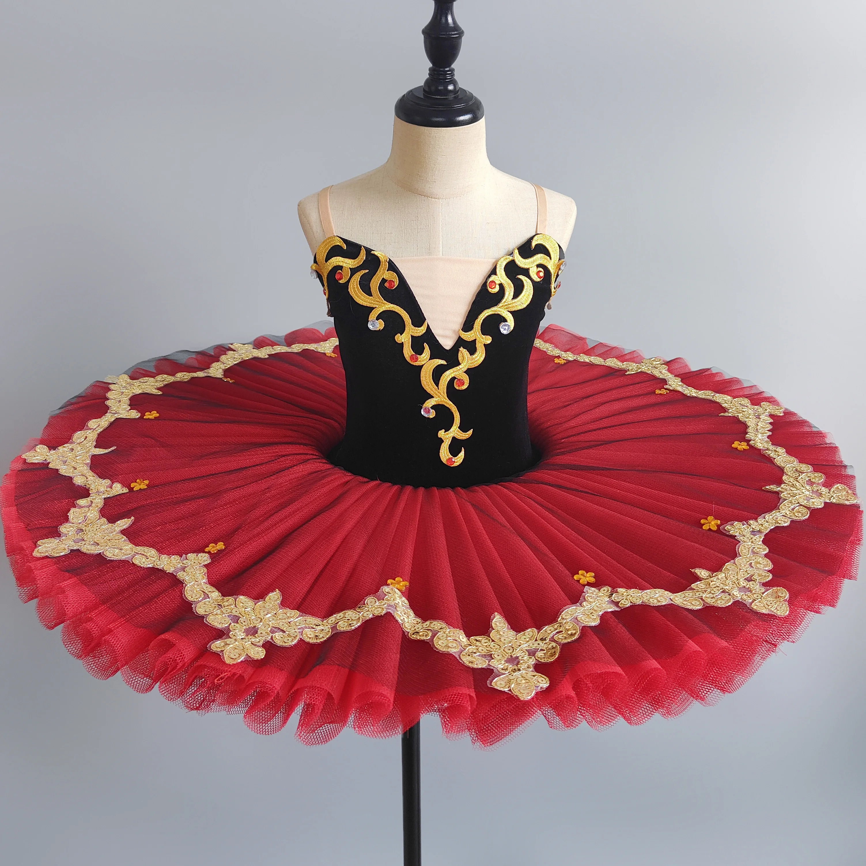 New Ballerina  Ballet Tutu Dress Dance Costume Platter Pancake Red Party Dress