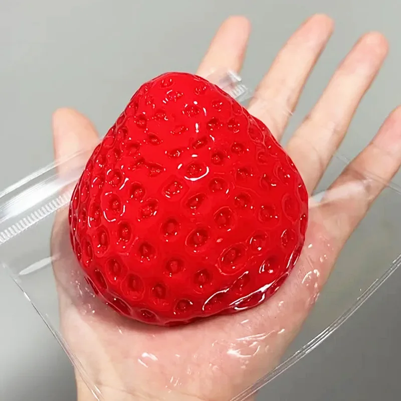 Big Strawberry Taba Squishy Fidget Toy - Slow Rebound Stress Relief Toy for Kids, Adults, Office and Party Favors - Squeeze Gift