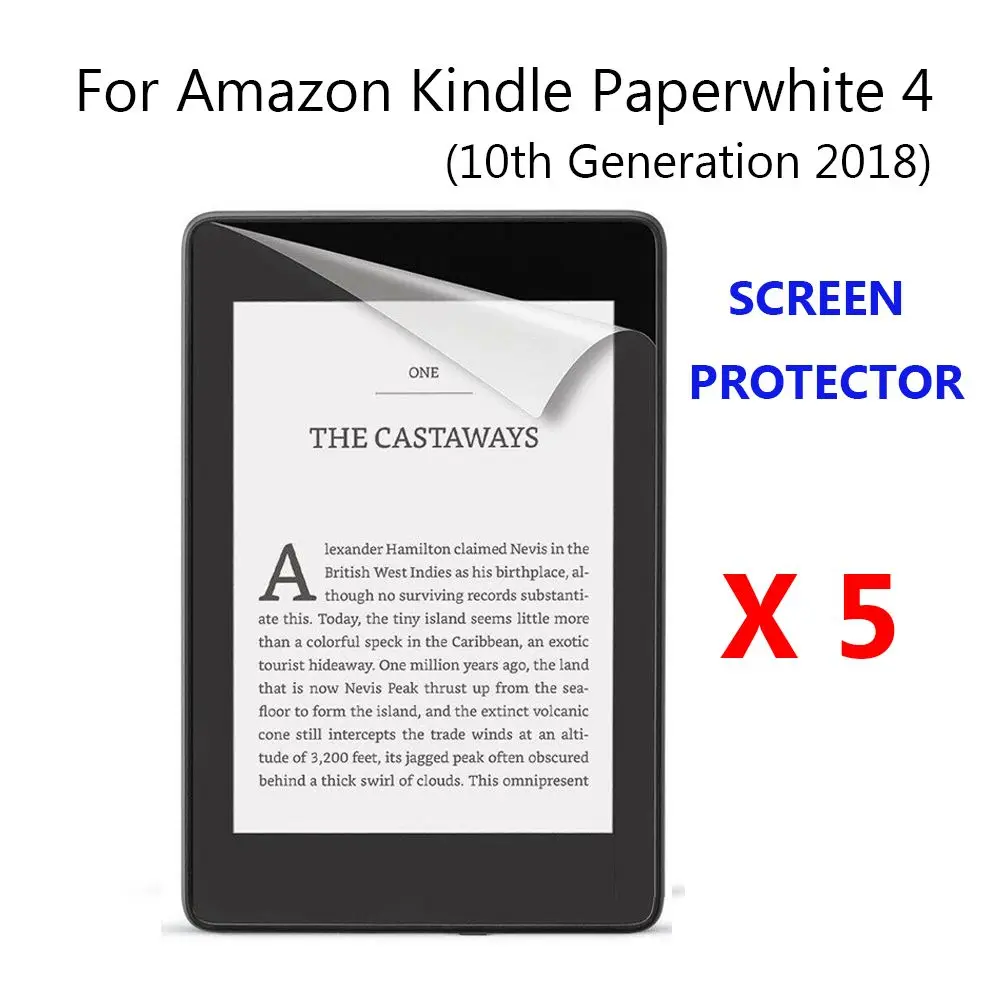 

5pcs High Transparency Anti-Fingerprint 6" e-Reader Guard Screen Protector Protective Film Matte For Kindle Paperwhite 4 2018