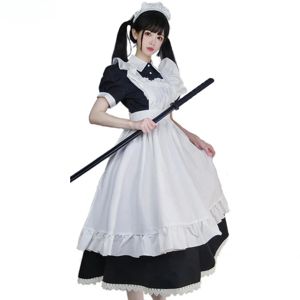 

Традиционная классическая униформа горничной, аниме, наряд дворецкого, женское платье служанки Лолиты, карнавальный костюм, милая одежда на Хэллоуин для девочек