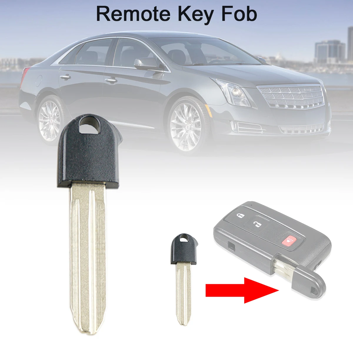 Car Key Remote Insert Uncut Blade Replacement Keyless Fit for Toyota / Prius, Spare Smart Key Entry Case Shell Accessory