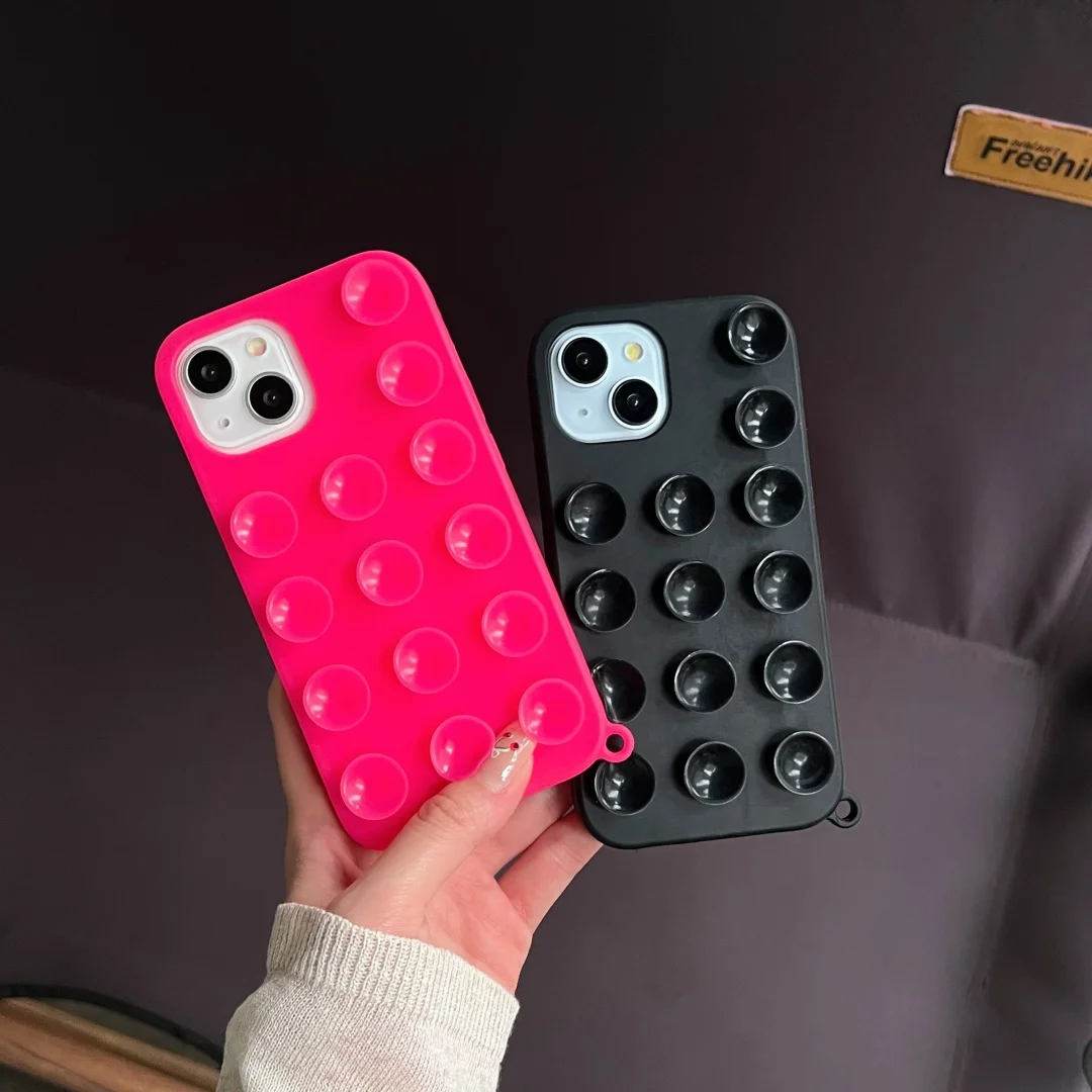 

Phone Case For iPhone 17 Air 16 15 14 13 12 Pro Max 15 Plus 16E 3D Super Strong Suction Cup silicone Shockproof back Cover