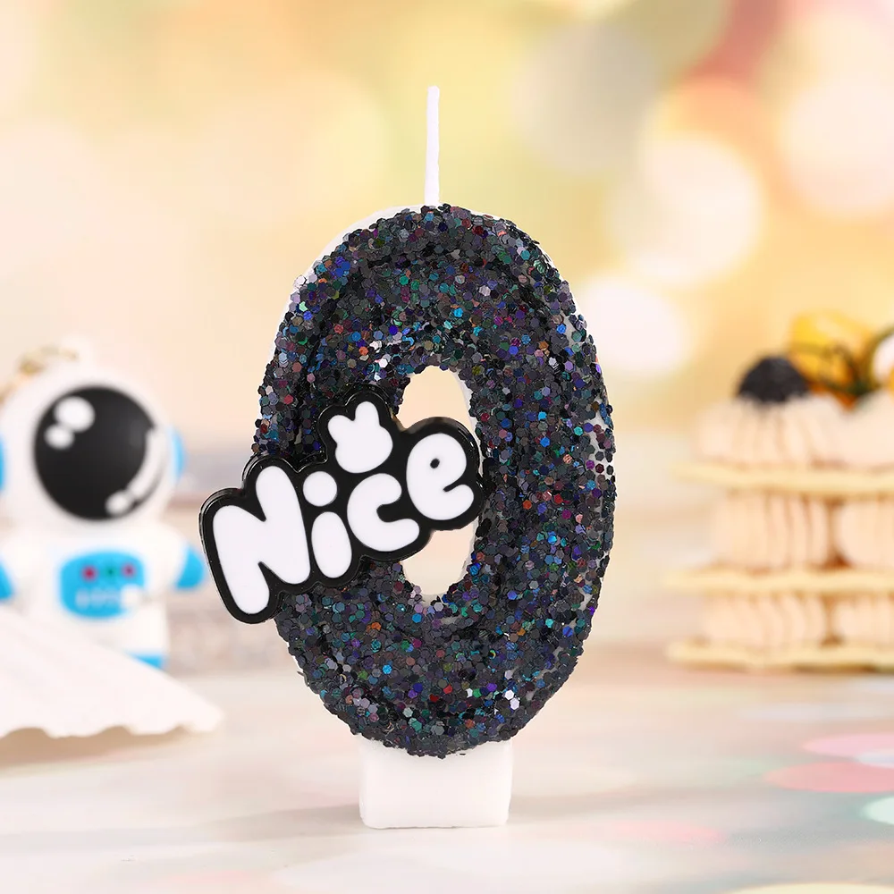 شموع أرقام عيد الميلاد السوداء. غير الصالحة للأكل اليدوية حفلة عيد ميلاد كعكة الديكور الحلوى المساعدة #2