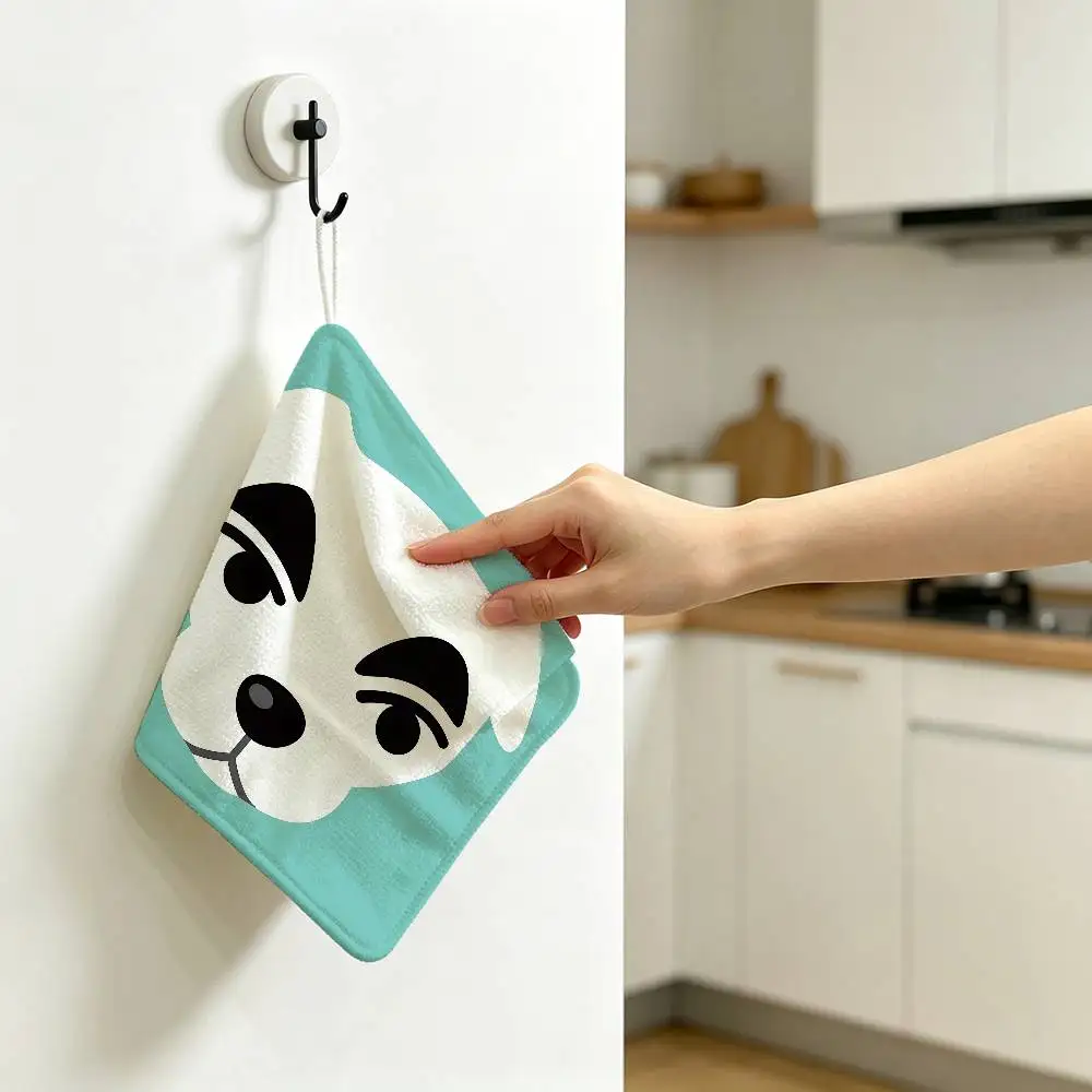 Game A-Animal C-Crossing Thickened Polyester Cotton Hanging Towel, High Absorbent Hand Wiping Towel for Indoor Use