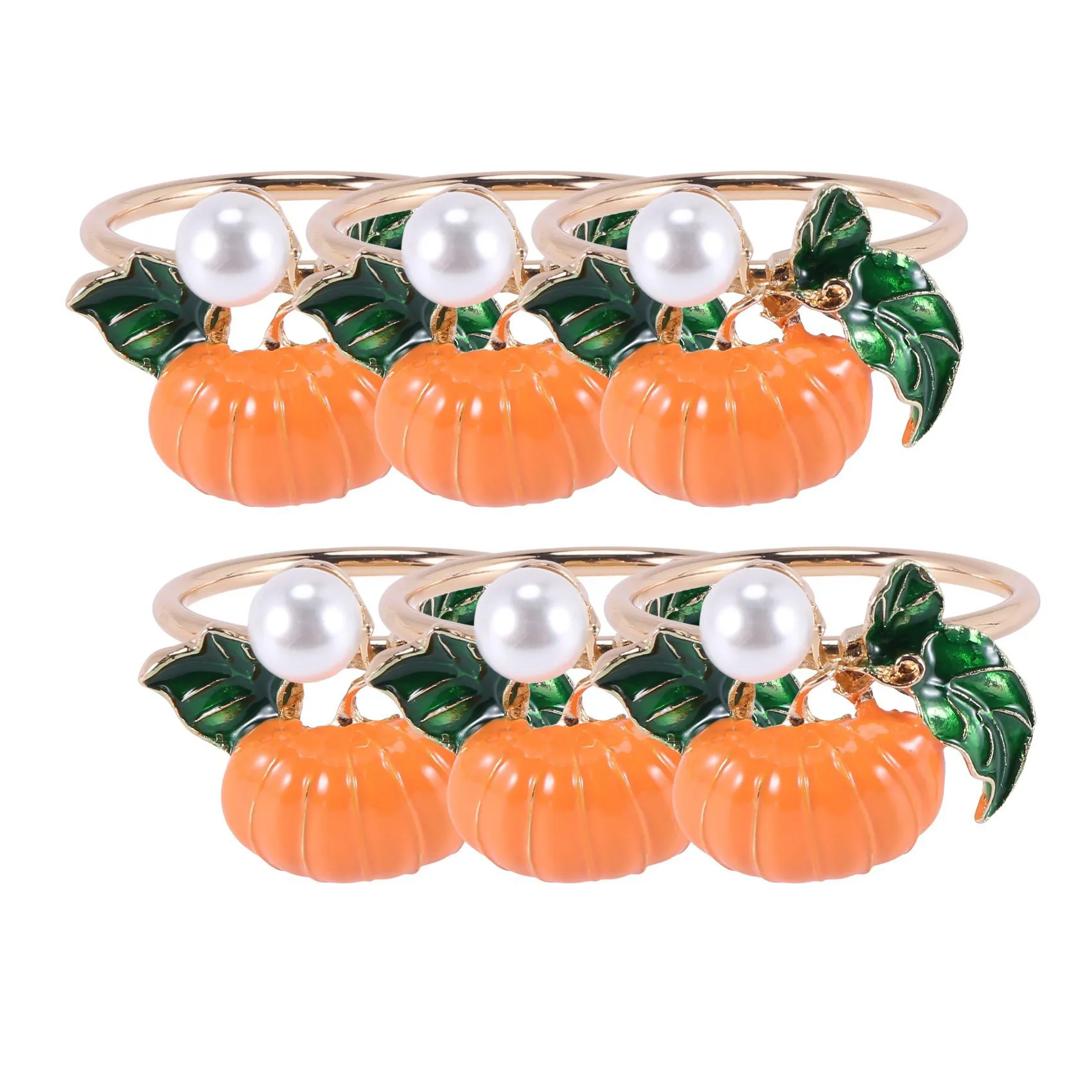 

6Pcs Halloween Thanksgiving Pumpkin Napkin Ring Model Room Set Table Napkin Button Harvest Theme Napkin Ring