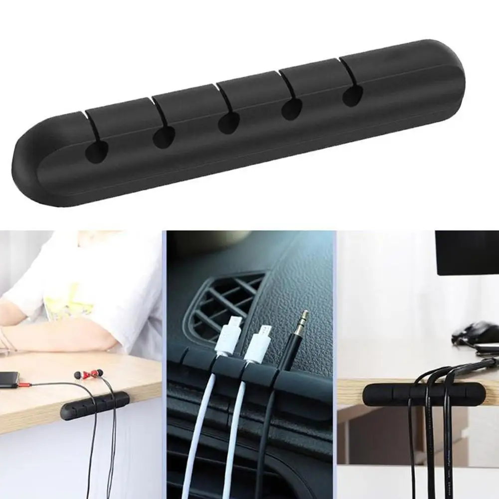 Cable Organizer Management Wire Holder Silicone Black Cable Clips Organizer Desk Winder Clip Cable Management