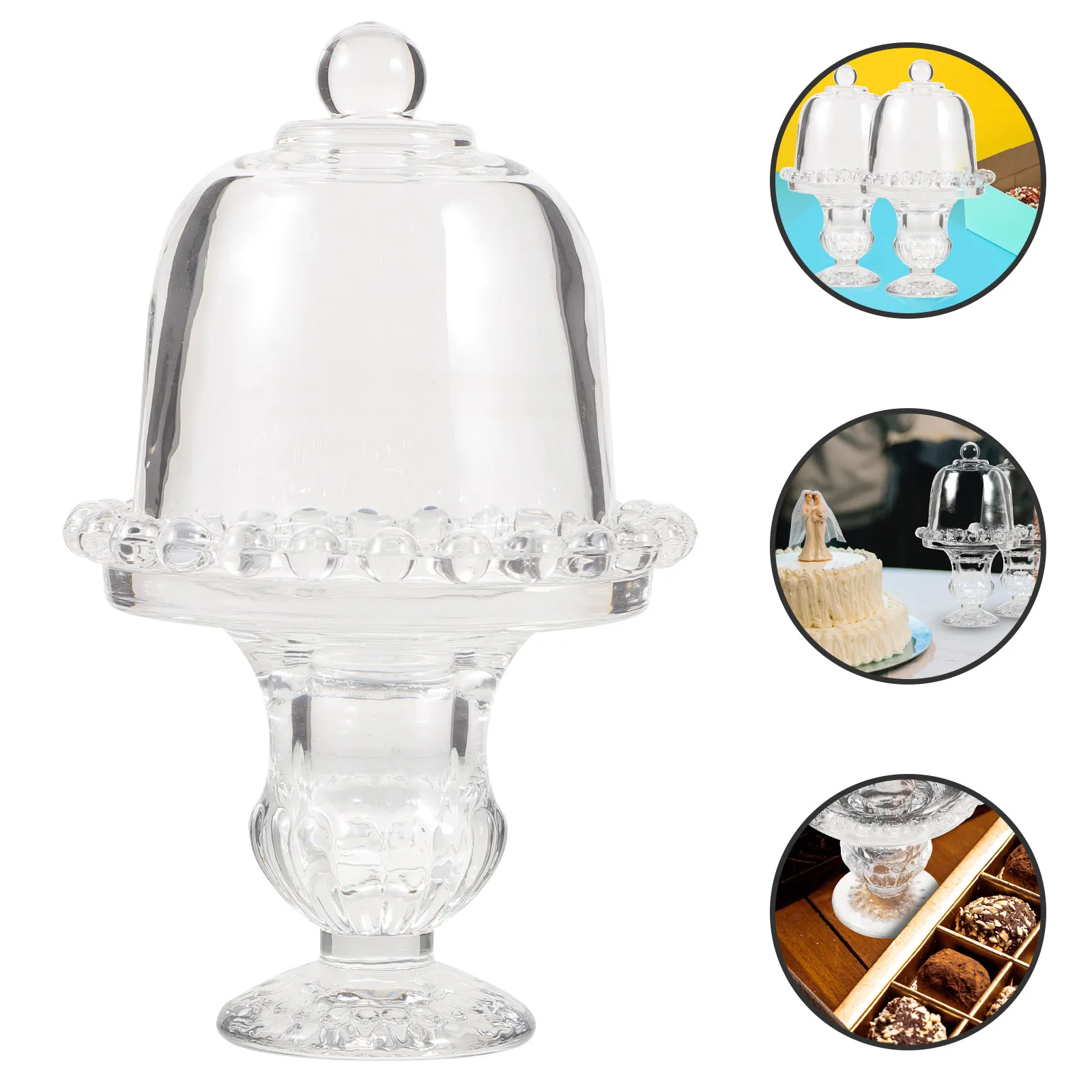 Mini Glass Cake Display Stand with Dome Cover – Clear Food Protector for Cupcakes, Pastries & Appetizers