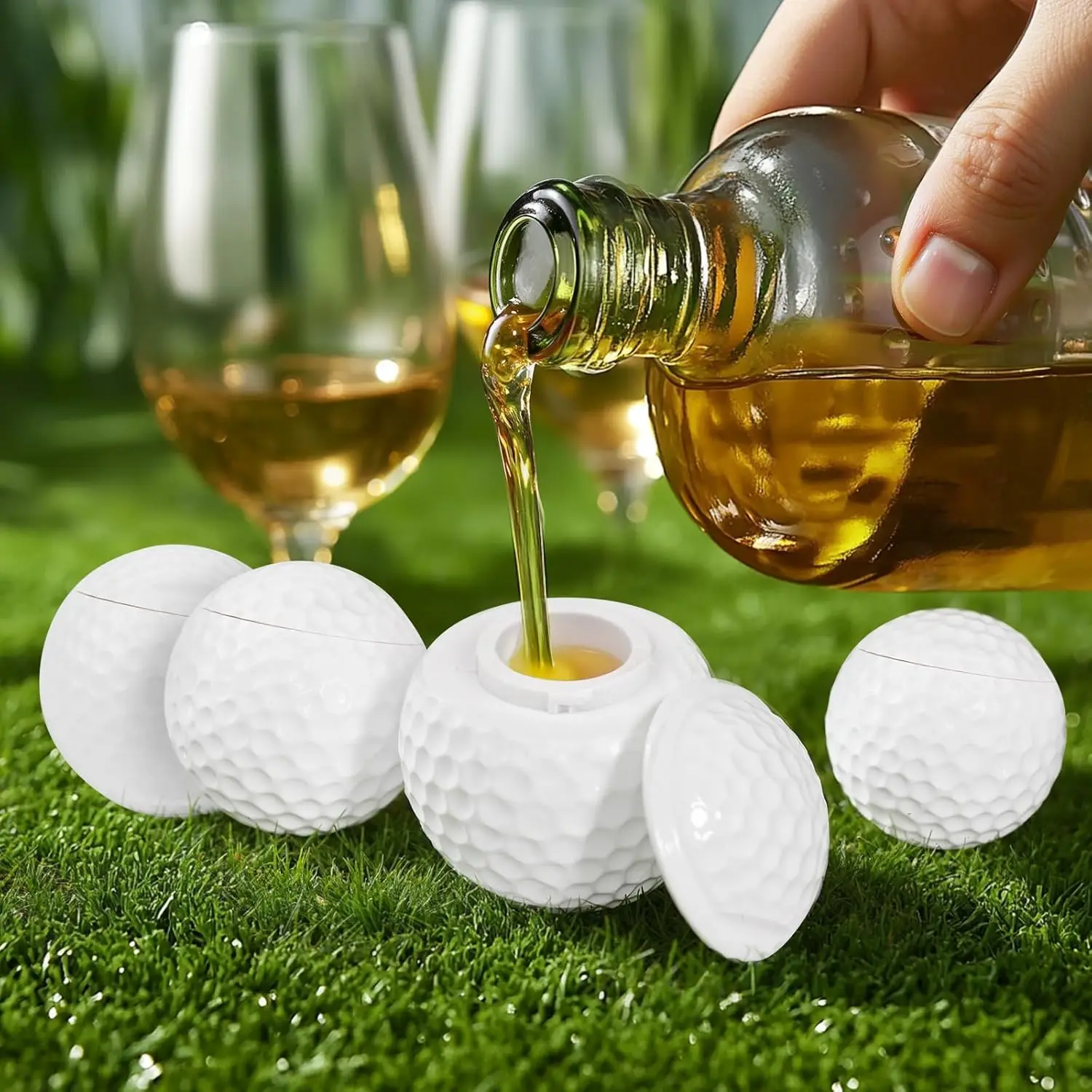 

1/3PCS 1.5oz Golf Ball Shaped Shot Glass Golf Ball Shot Glass Novelty Golf Ball Shot Glasses with Lid Outdoor Leisure Golf Glass