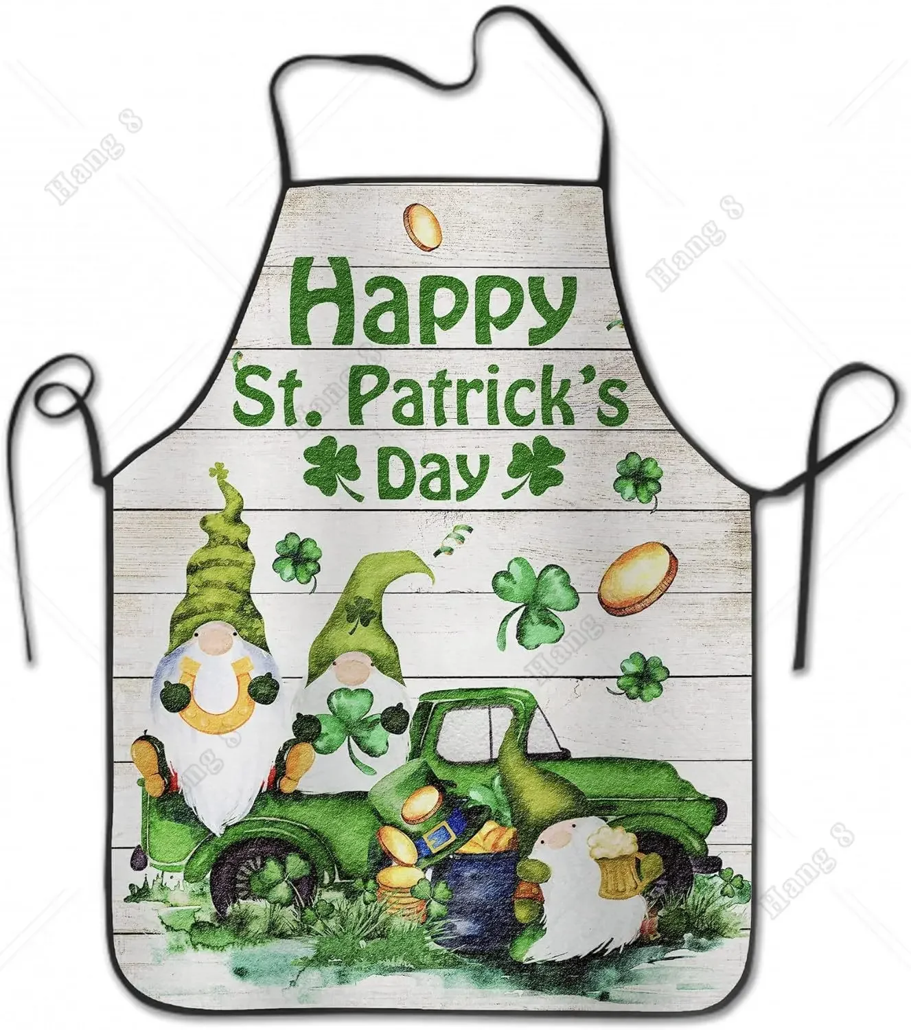 Gnomes Happy St.patrick Clovers Apron with Adjustable Neck Adult Size for Chef Cooking BBQ Kitchen Accessories Print Pattern