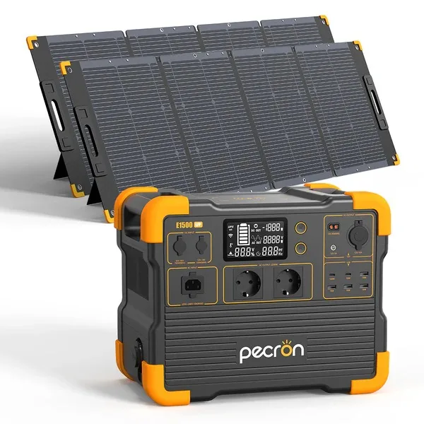 

# PECRON E1500LFP EU Portable Station LiFePO4 1500W Pure Sine Wave Inverter UPS Solar Panel Remote Control Cigar Lighter UK/US/A