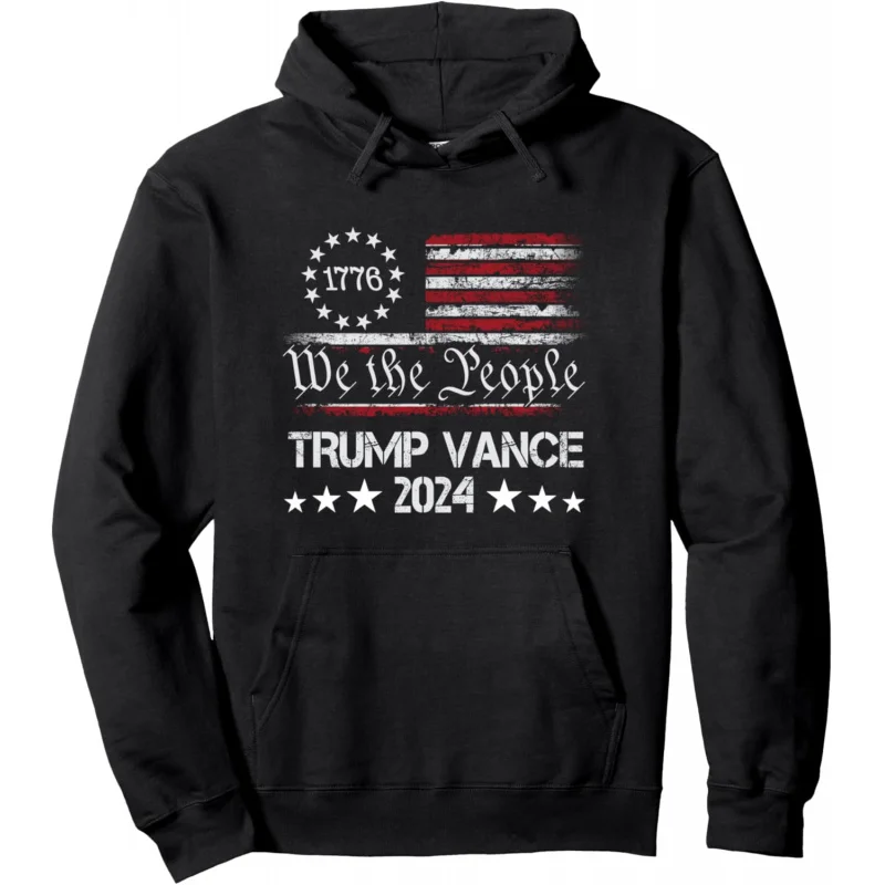 Trump Vance 2024 Presidente Trump Supporter Re-Election pulôver com capuz solto roupas masculinas e femininas