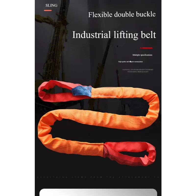 Heavy Duty Round Sling Flexible Lifting Belt With Double Safety Buckle For Industrial Crane And Tree Work Applications