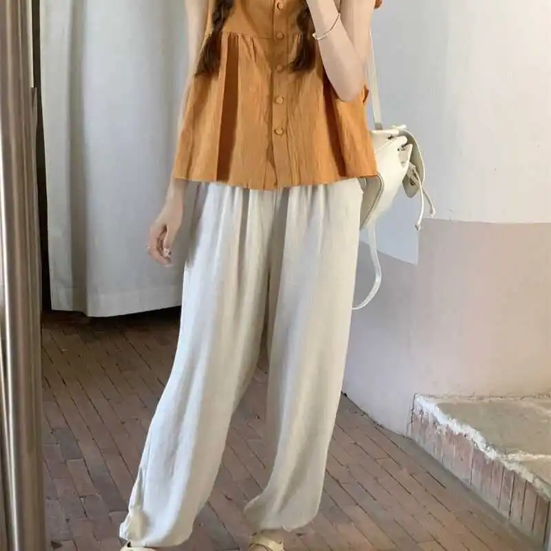 بلوزة نسائية صيفية جديدة بتصميم مطوي أنيق، فضفاضة ونحيفة، قميص كاجوال مريح وقابل للتنفس من القطن