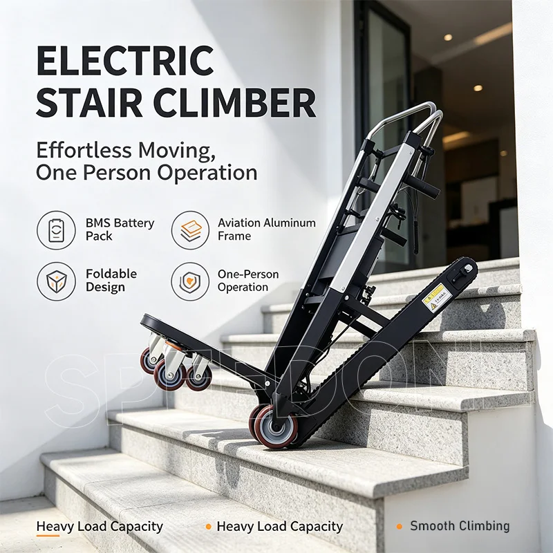 Heavy Electric Stair Climber Machine Roll Container Structure Wheelbarrow Trolley Cart for Cargo Climbing