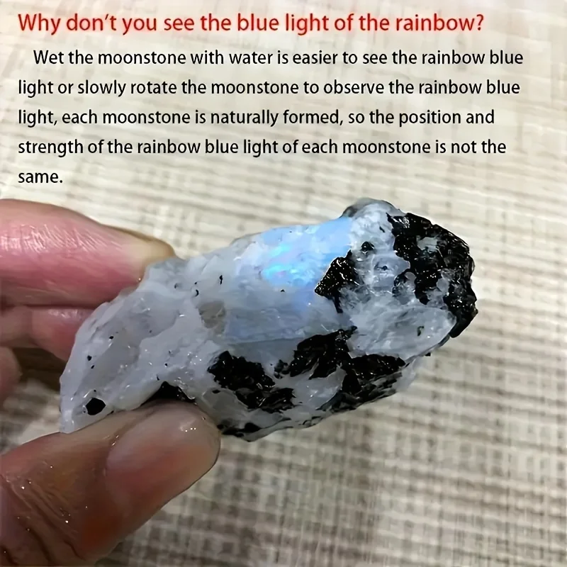 حجر القمر البوهيمي الخام - قزحي الألوان الطبيعي، مثالي لديكور المنزل للعلاج العطري وهدايا اليوغا والمجموعات المعدنية. حجر كريستال #6