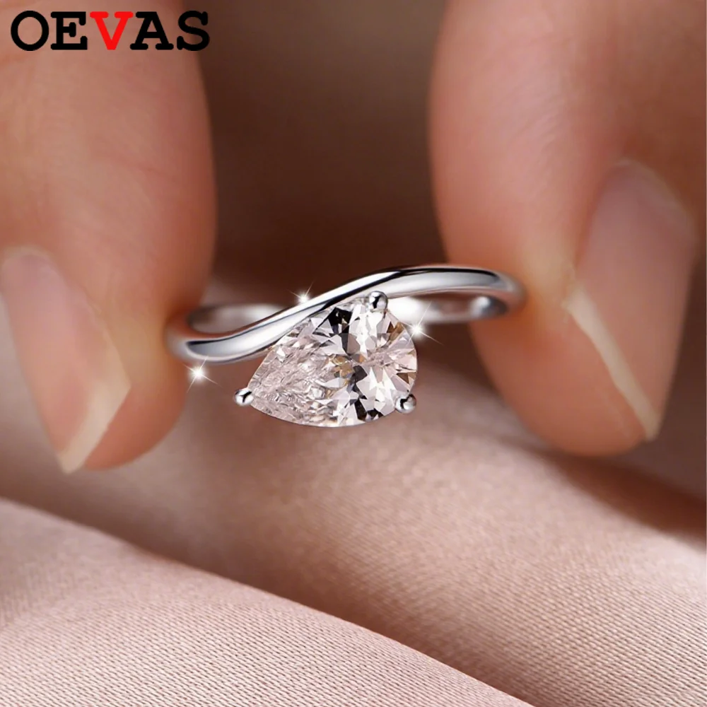 

Сертификация OEVAS GRA 6x9 мм, кольцо с муассанитом и каплями воды для женщин, 100% серебро S925, обручальное кольцо с бриллиантами в лаборатории, ювелирные изделия