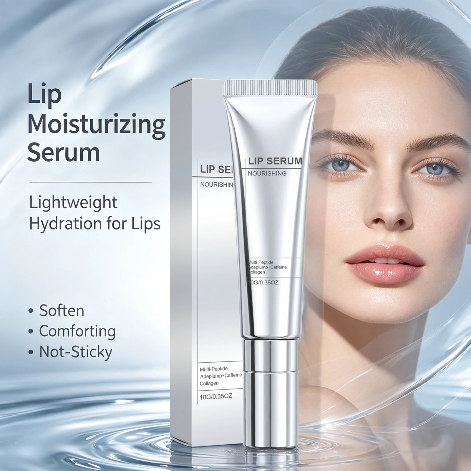 Multi-peptide Nourishing Lip Serum Collagen Caffeine Lip Plumping Essence Reduce Lip Lines Hydrating Dry Chapped Lips Care 10g