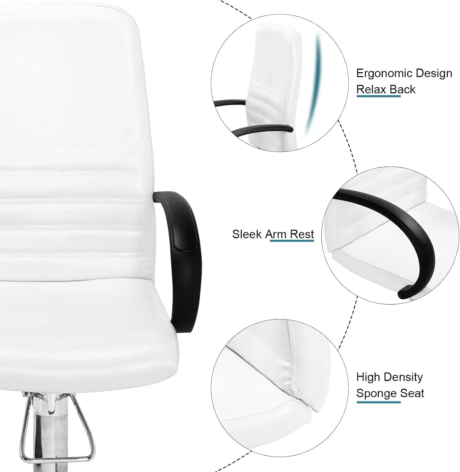 Silla de pedicura blanca con taburete y baño de pies de masaje de burbujas, silla de pedicura hidráulica para tecnología de uñas, estación de unidad de salón de Spa de belleza