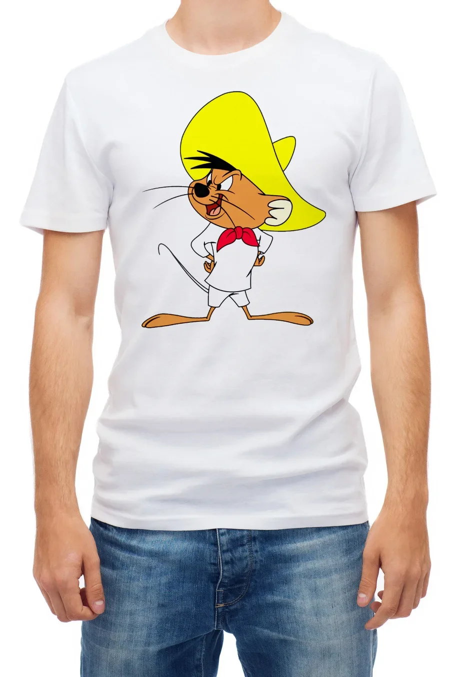 Speedy Gonzales Cartoon Character Short sleeve White Men T-Shirt Fullsize